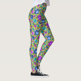 Polka Dot Muster in Pink Blue Aquamarin - Leggings