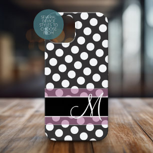 Polka Dot Muster mit Monogramm - Rosa und Schwarz title_seo2