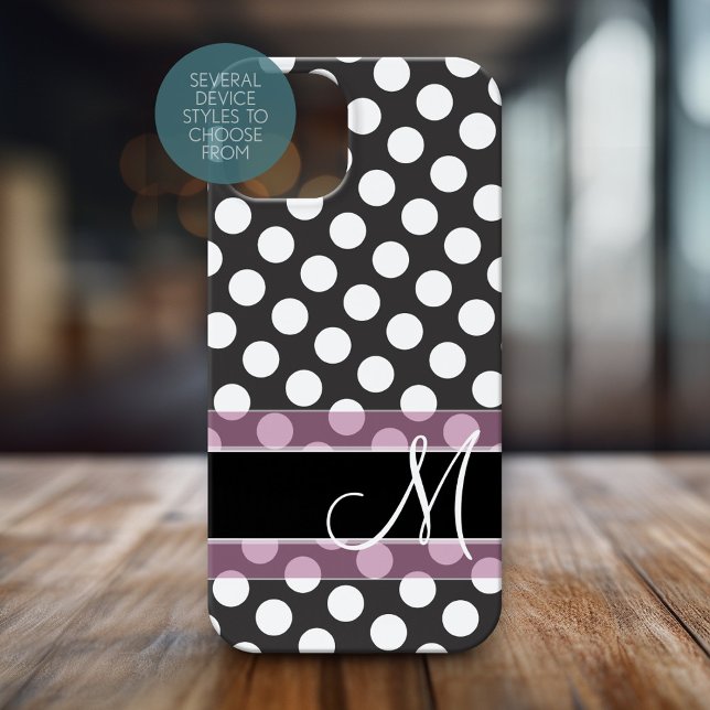 Polka Dot Muster mit Monogramm - Rosa und Schwarz title_seo2 (Personalized Phone Case with Monogram)