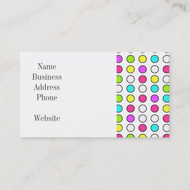 Polka Dot Muster Pink Aquamarin Lime Green Yellow Visitenkarte (Vorderseite)