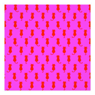Polka Dot Muster Pop Kunstkatze in Rot und Heiß Ro Fotodruck