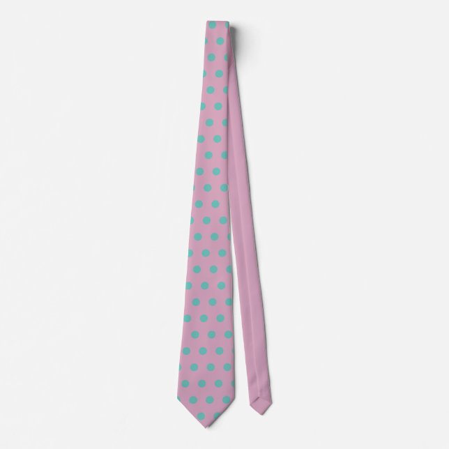 Polka Dot Neck Tie (Pink & Aqua) Krawatte (Vorderseite)