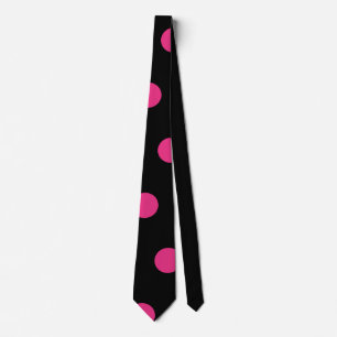 Polka Dot Neck Tie (Schwarz & Neon Pink) Krawatte