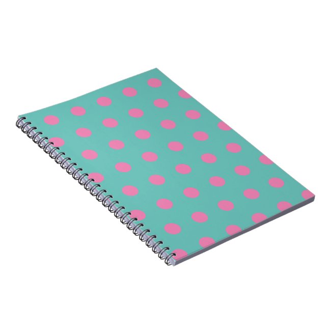 Polka Dot Notebook (Aqua & Pink) Notizblock (Rechte Seite)