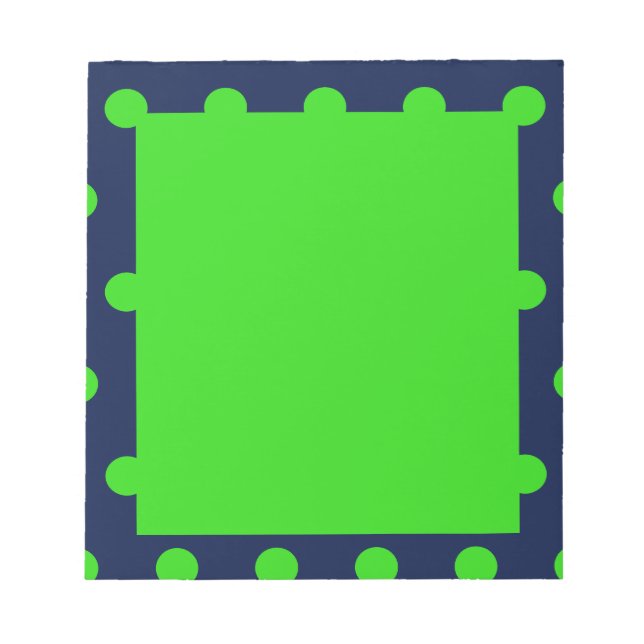 Polka Dot Notepad (Navy Blue & Lime Green) Notizblock (Vorderseite)