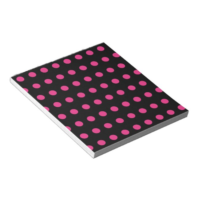 Polka Dot Notepad (Schwarz & Neon Pink) Notizblock (angewinkelt)