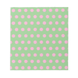 Polka Dot Notepad (Seite Grün und Pastellrosa) Notizblock