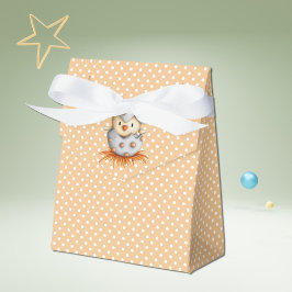 Polka dot orange Gefälligkeitsbox mit Babyvogel Geschenkschachtel