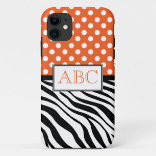 Polka Dot Orange & Zebra Print iPhone 5 Coque