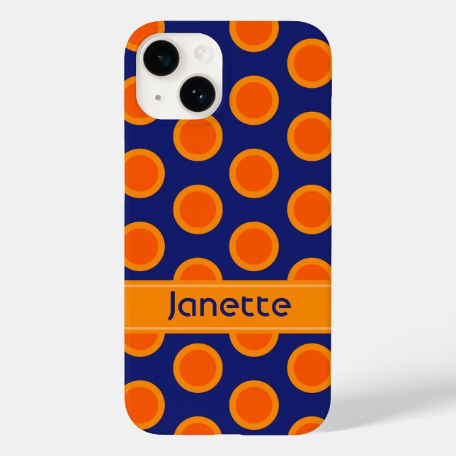 Polka dot orangen auf blauer Bezeichnung title_seo2 (Rückseite)