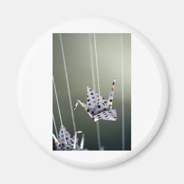 Polka-Dot-Origami-Kran Magnet (Vorne)