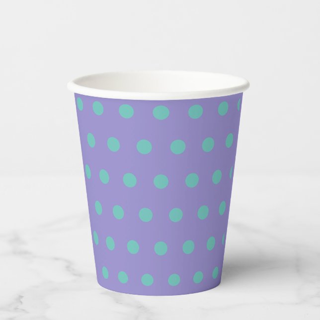 Polka Dot Paper Cups (Lavender & Aqua) Pappbecher (Vorderseite)