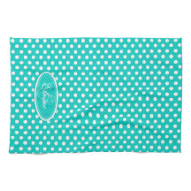 Polka dot pattern aqua individuelle Name mit Monog