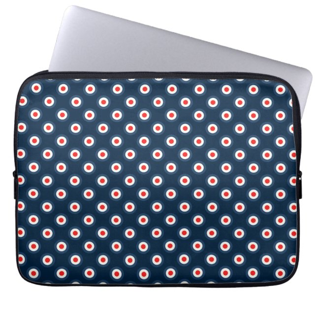 Polka Dot Pattern - Blaues Weiß Laptopschutzhülle (Vorderseite)