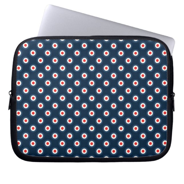 Polka Dot Pattern - Blaues Weiß Laptopschutzhülle (Vorderseite)