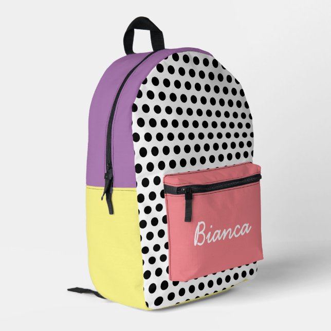 Polka Dot Pattern farbenfrohe Kinder Bedruckter Rucksack (Rückseitige Ecke links)