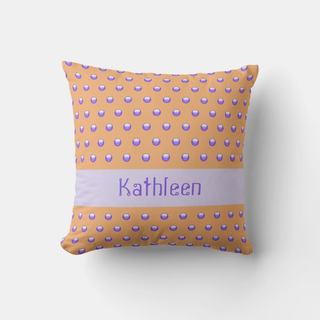 Polka Dot Pattern Modernes Blau und Peach Gepunkte Kissen (Vorderseite)