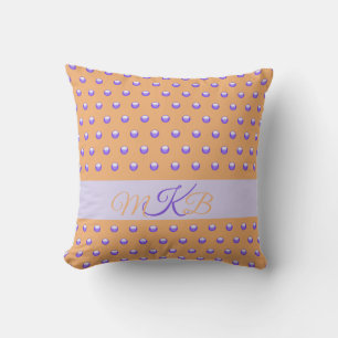 Polka Dot Pattern Modernes Blue Peach Spots Monogr Kissen