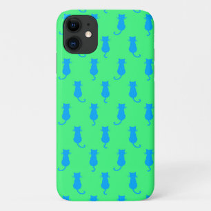 Polka Dot Pattern Pop Art Cat in Blau und Limon Case-Mate iPhone Hülle