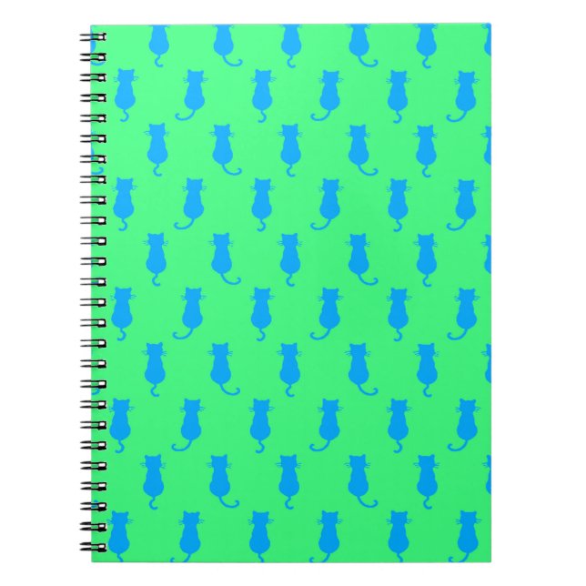 Polka Dot Pattern Pop Art Cat in Blau und Limon Notizblock (Vorderseite)