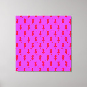 Polka Dot Pattern Pop Art Cat in rot und laxisch Leinwanddruck