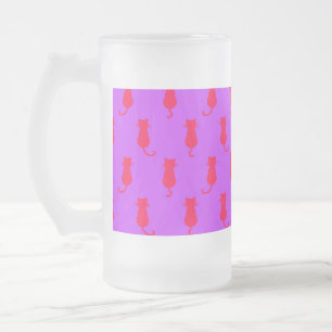 Polka Dot Pattern Pop Art Cat in rot und laxisch Mattglas Bierglas