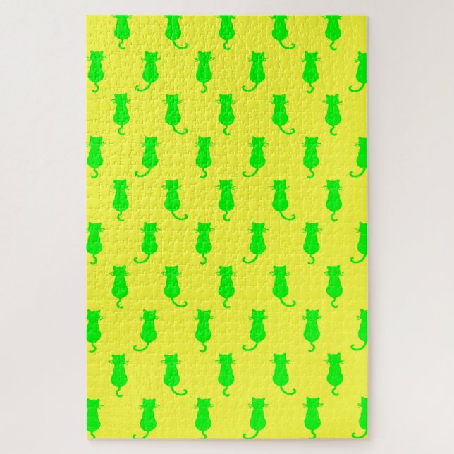 Polka Dot Pattern Pop Art Chat In Limonen und gelb (Vertikal)