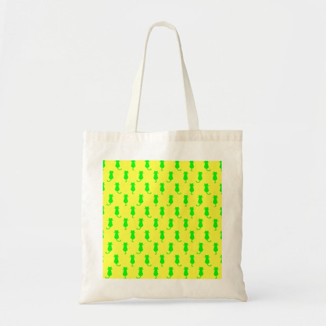 Polka Dot Pattern Pop Art Chat In Limonen und gelb Tragetasche (Vorne)