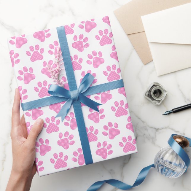Polka Dot Paw Prints Geschenkpapier (Schenken)