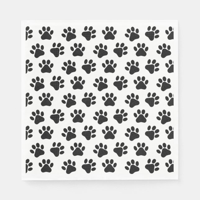 Polka Dot Paw Prints Serviette (Vorderseite)