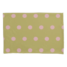 Polka Dot Pillowcase (Gold und Pastellrosa)