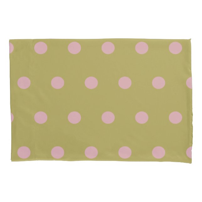 Polka Dot Pillowcase (Gold und Pastellrosa) Kissenbezug (Vorderseite)