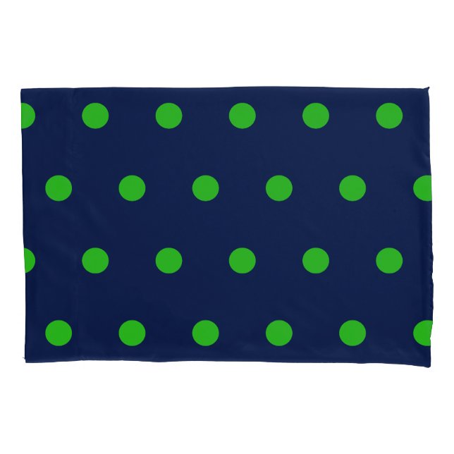 Polka Dot Pillowcase (Navy Blue & Lime Green) Kissenbezug (Vorderseite)