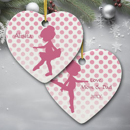 Polka Dot Pink Ballerina Keramik Ornament