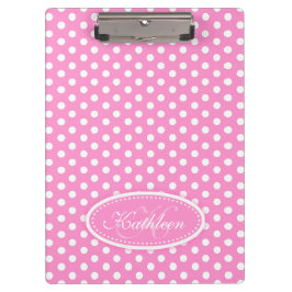 Polka dot pink fügen Sie Ihren Namen und die erste Klemmbrett