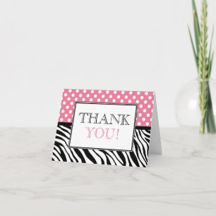 Polka Dot Pink & Zebra Print Dankeschön Karte