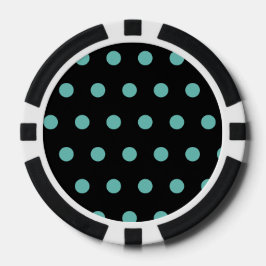 Polka Dot Poker Chips (Black & Aqua)