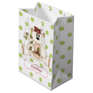 Polka Dot Polar Bär Personalisiert Weihnachten Mittlere Geschenktüte