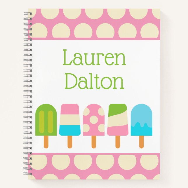 Polka Dot Popsicles Carnet Spiral Personnalisé (Devant)