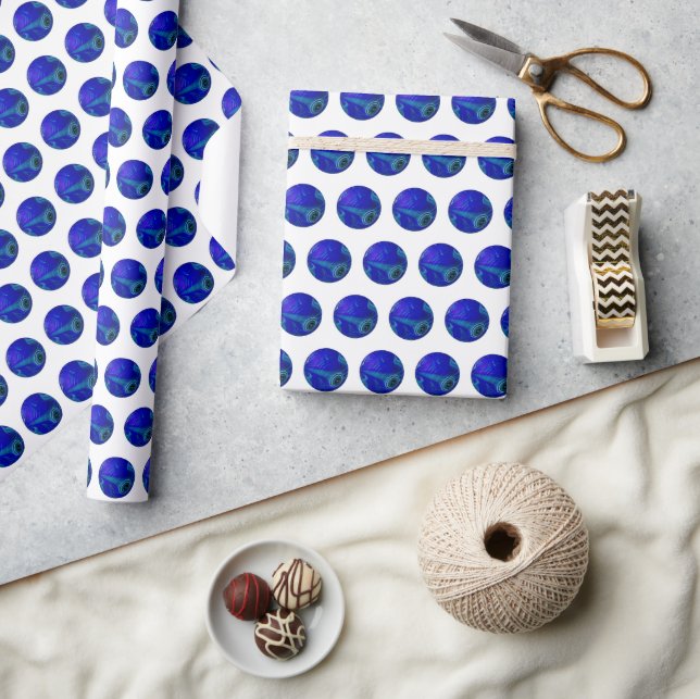 Polka Dot Precision: Der Blue Ray Bowl Geschenkpapier (Kunsthandwerk)