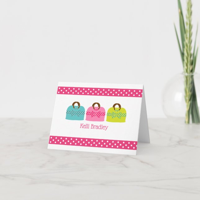 Polka Dot Purs Cartes de notes pliées personnalisé (Devant)
