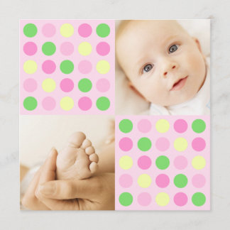 Polka-Dot-Quadrate rosa Einladung
