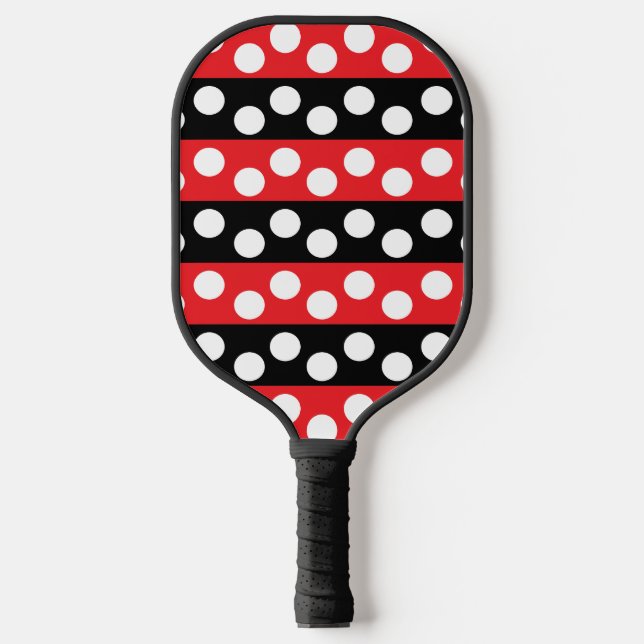 Polka Dot Red Black Polka Dot Pickleball Schläger (Vorderseite)
