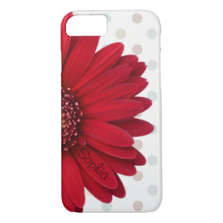 Polka Dot Red Daisy Individuelle Name iPhone 8/7 Hülle