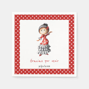 Polka Dot Red Spanish Pregnant Sevillana Serviette