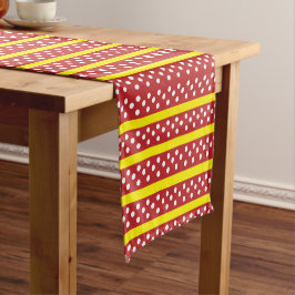 Polka Dot Red Yellow Stripes Polka Dot Kurzer Tischläufer