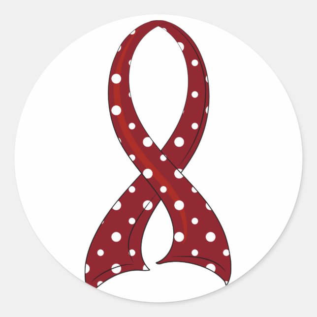 Polka Dot Ribbon Head and Neck Cancer Runder Aufkleber (Vorderseite)