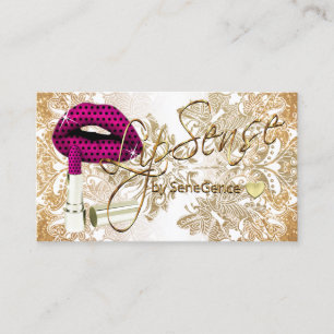 Polka Dot Rosa Lippen und Gold Visitenkarte