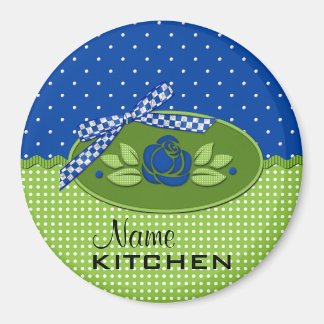 Polka Dot Rose Magnet, blau Magnet