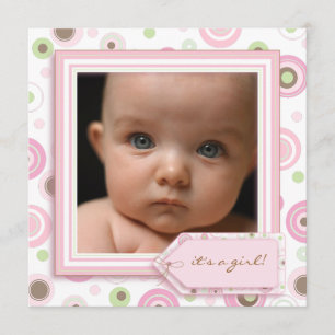 Polka Dot Rose Sweet Baby Girl Faire-part de naiss